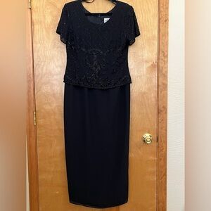 R&M Richards Beaded Black Gown Dress 8